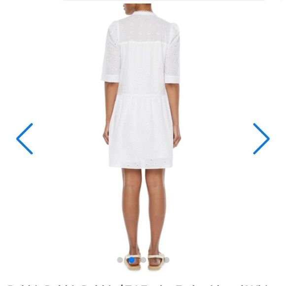 EUC Rabbit Rabbit Rabbit white cotton eyelet mini dress small s - Picture 3 of 8